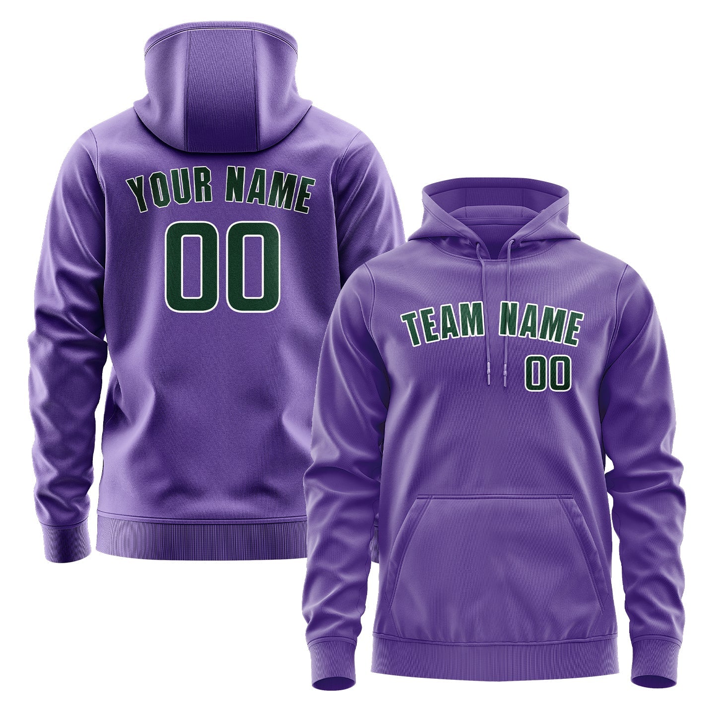 Sweat à capuche personnalisé violet clair et vert 