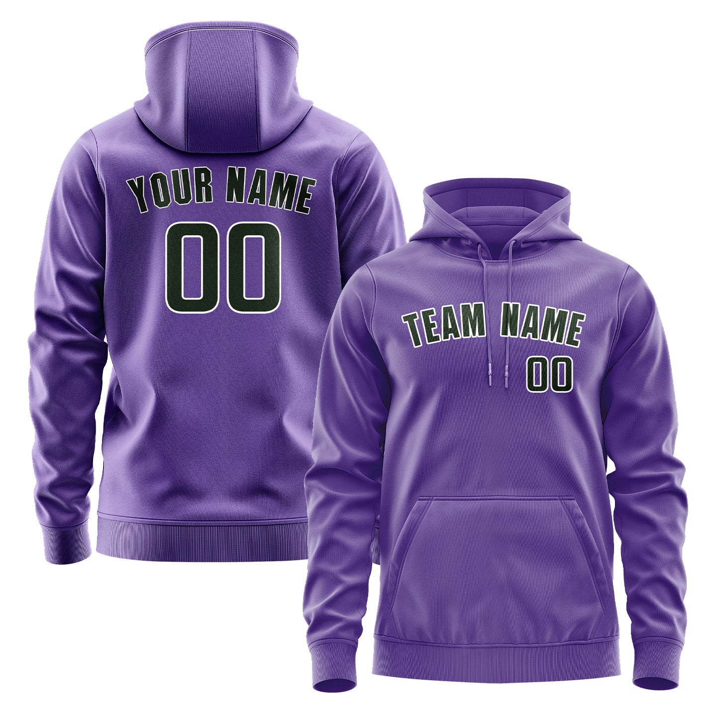 Sweat à capuche personnalisé violet clair et vert foncé 