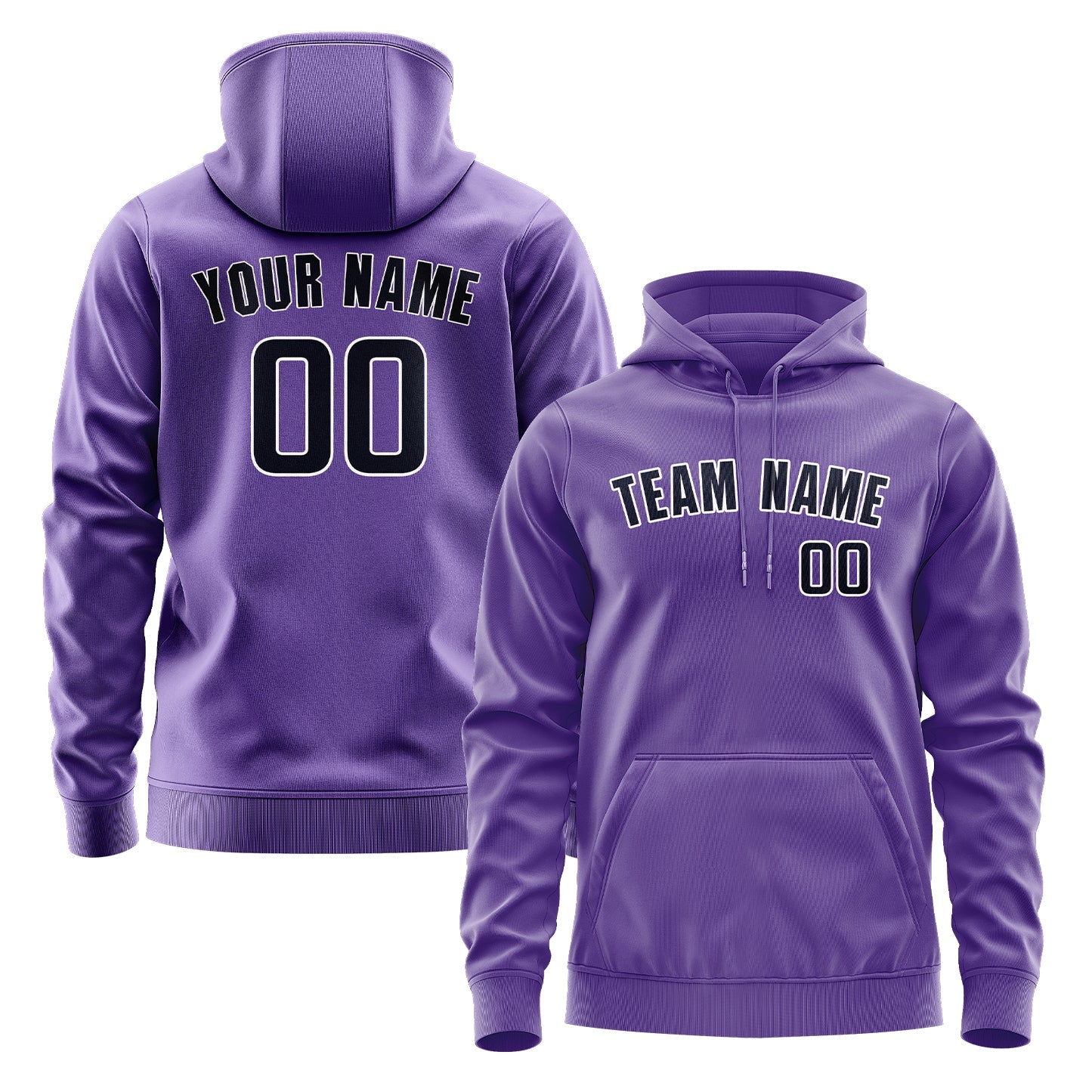 Sweat à capuche bleu marine violet clair personnalisé 