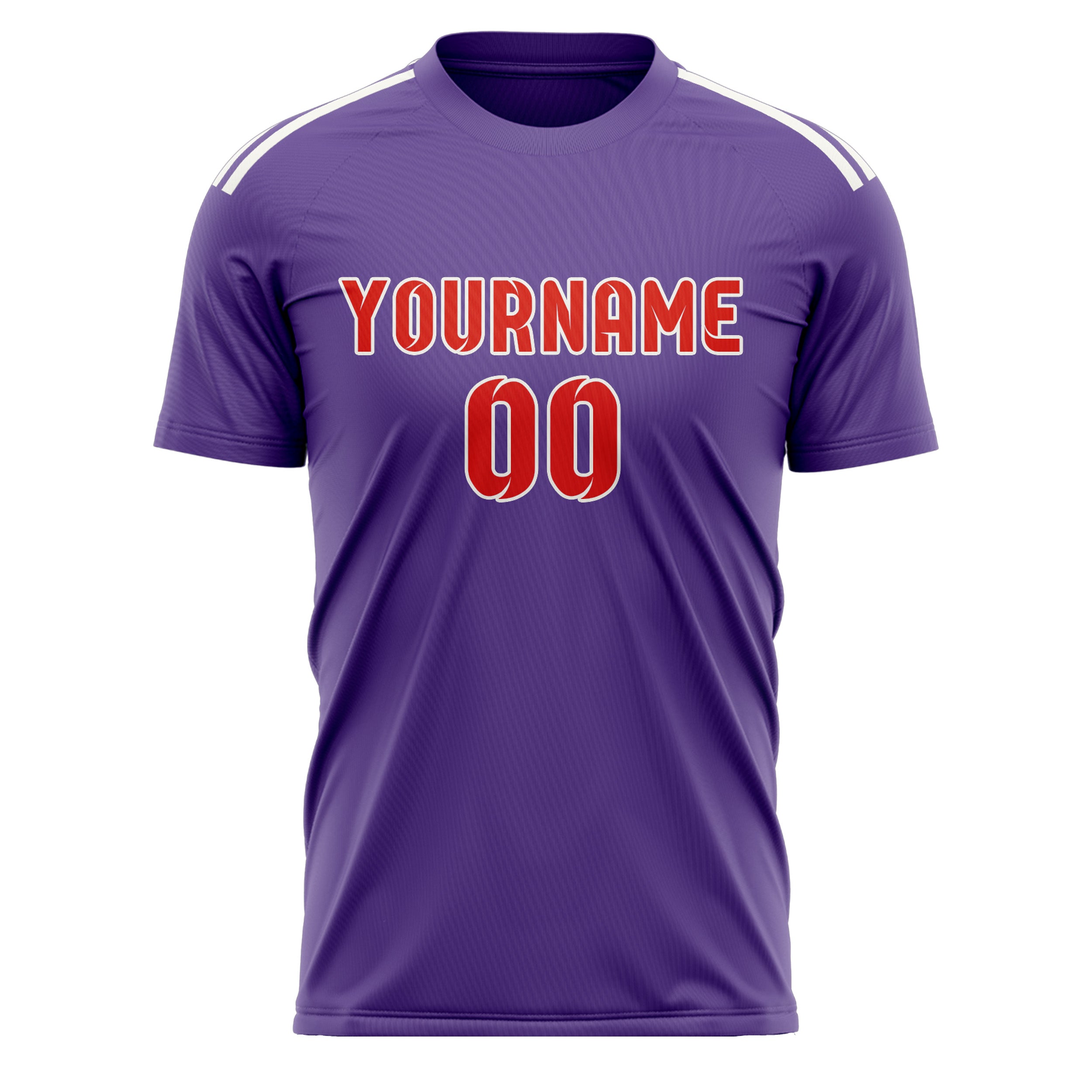 Maillot de football personnalisé violet clair, orange et rouge