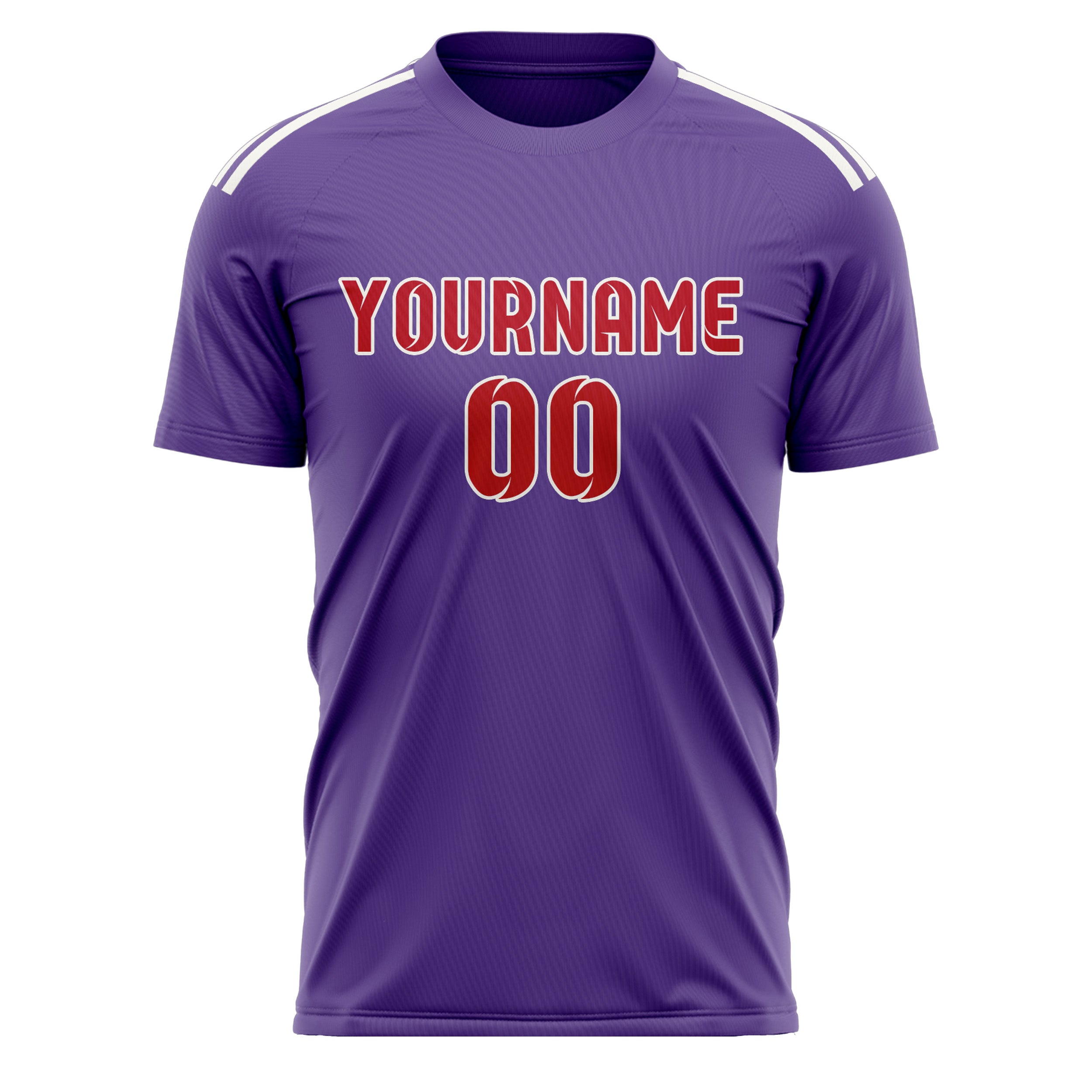 Maillot de football personnalisé violet clair et rouge