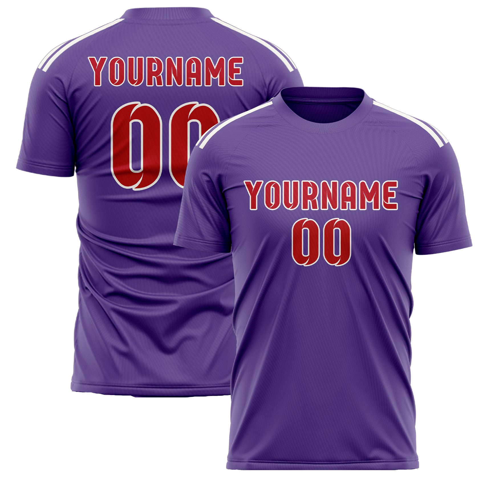 Maillot de football personnalisé violet clair et rouge