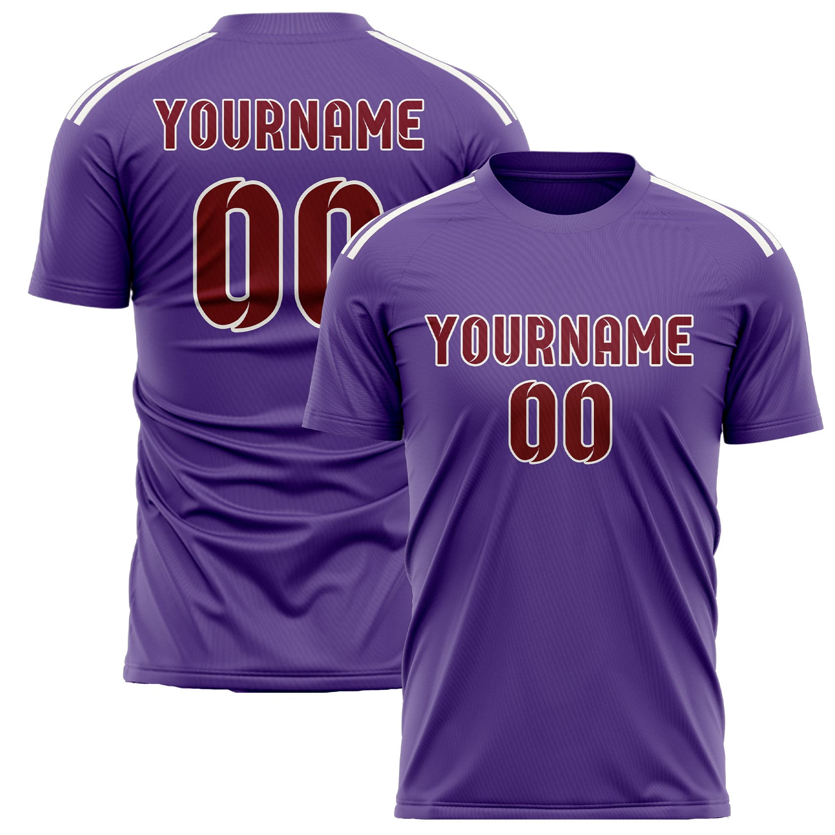 Maillot de football personnalisé violet clair et rouge cramoisi