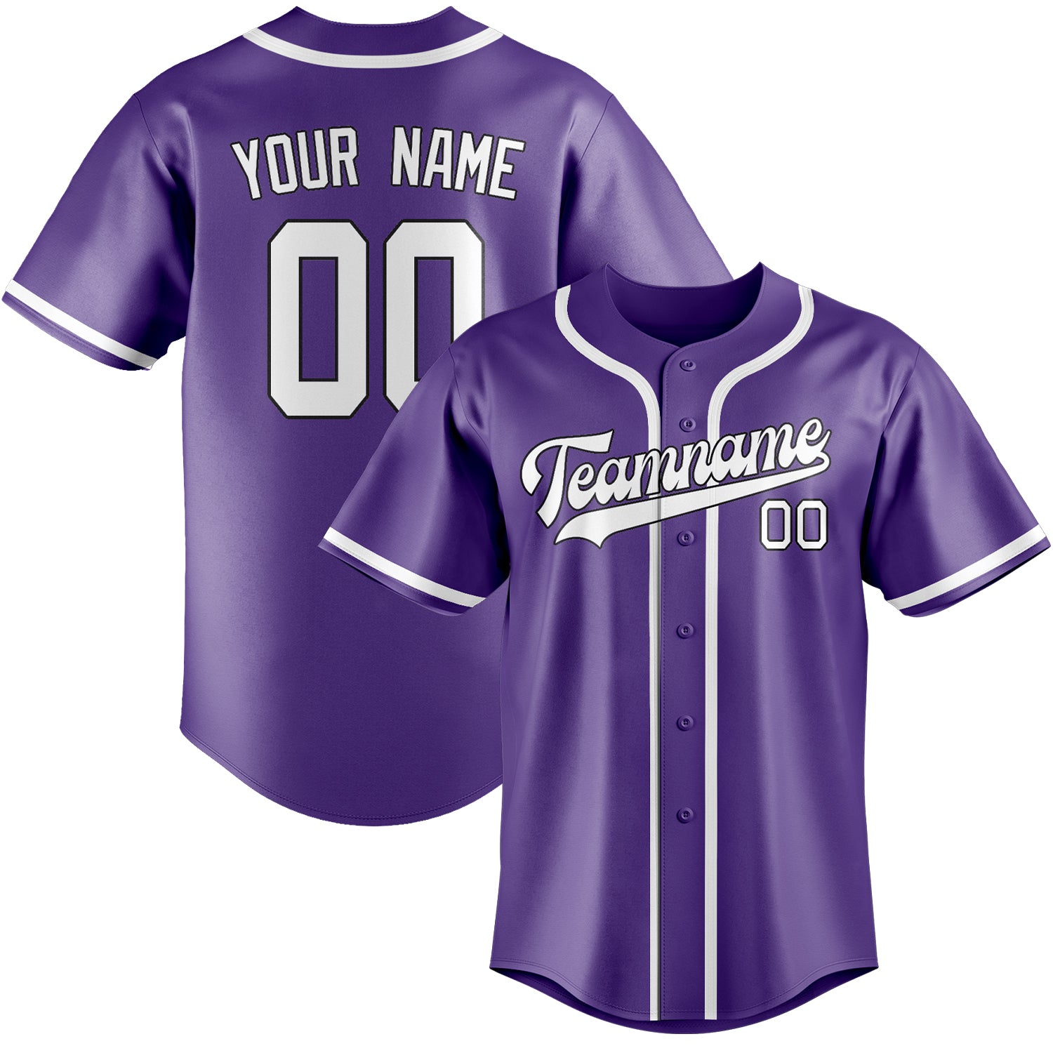 Maillot de baseball personnalisé violet clair et blanc