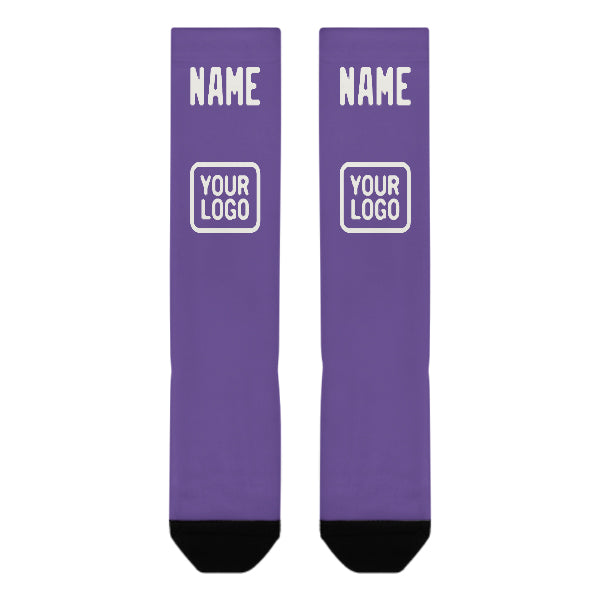 Chaussettes hautes blanches et lilas personnalisées