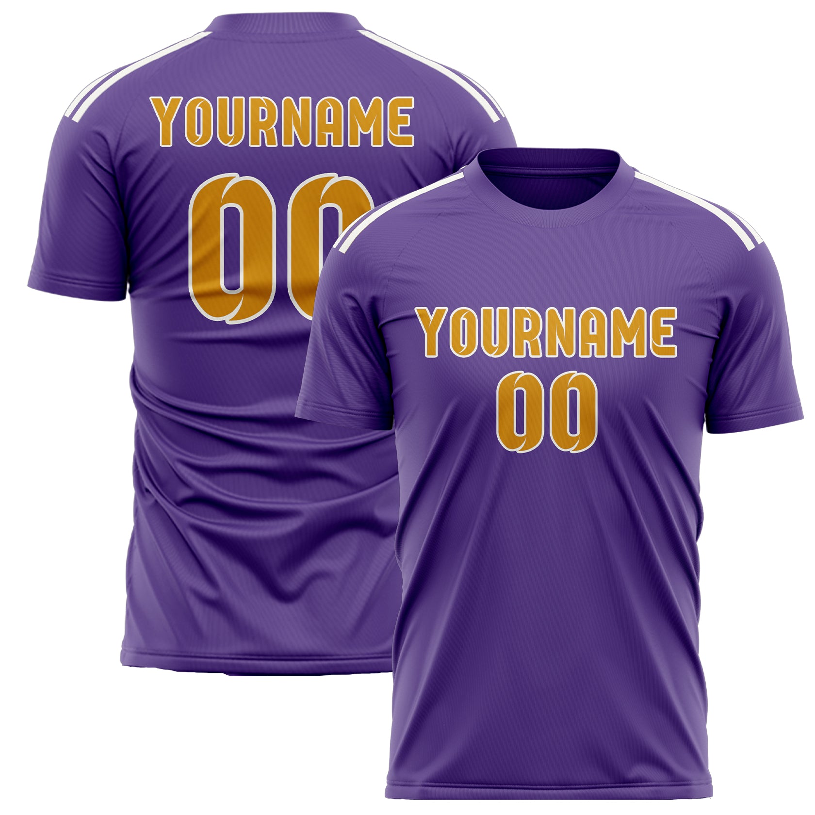 Maillot de football personnalisé violet clair et jaune