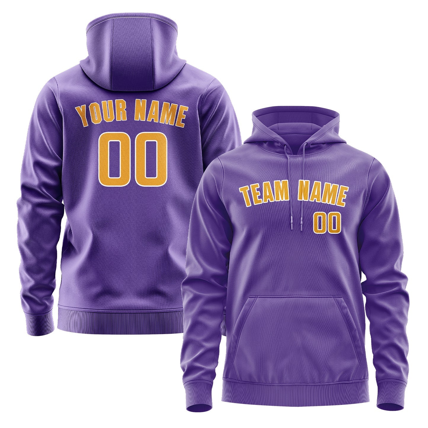 Sweat à capuche personnalisé violet clair et jaune 
