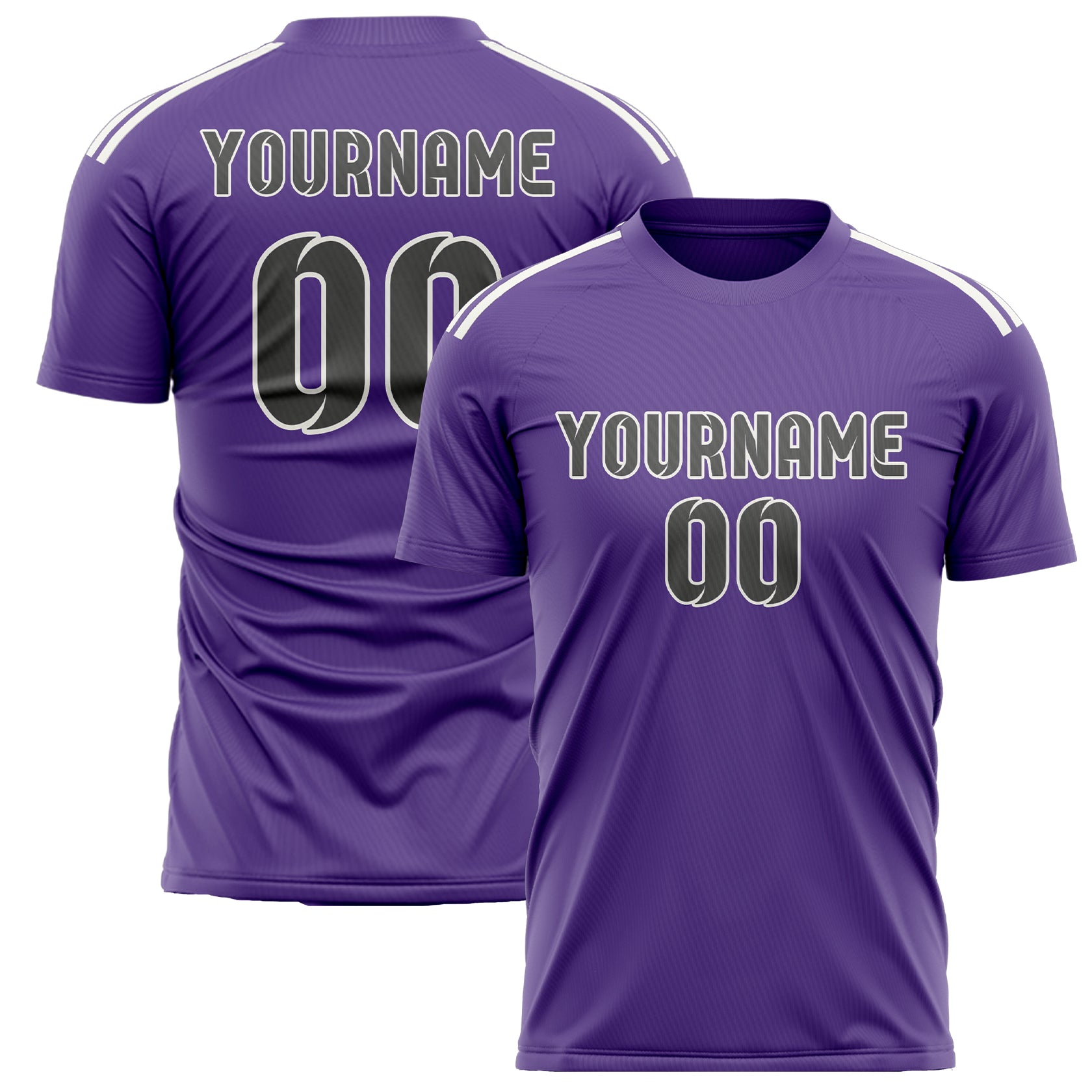 Maillot de football personnalisé violet clair et gris foncé