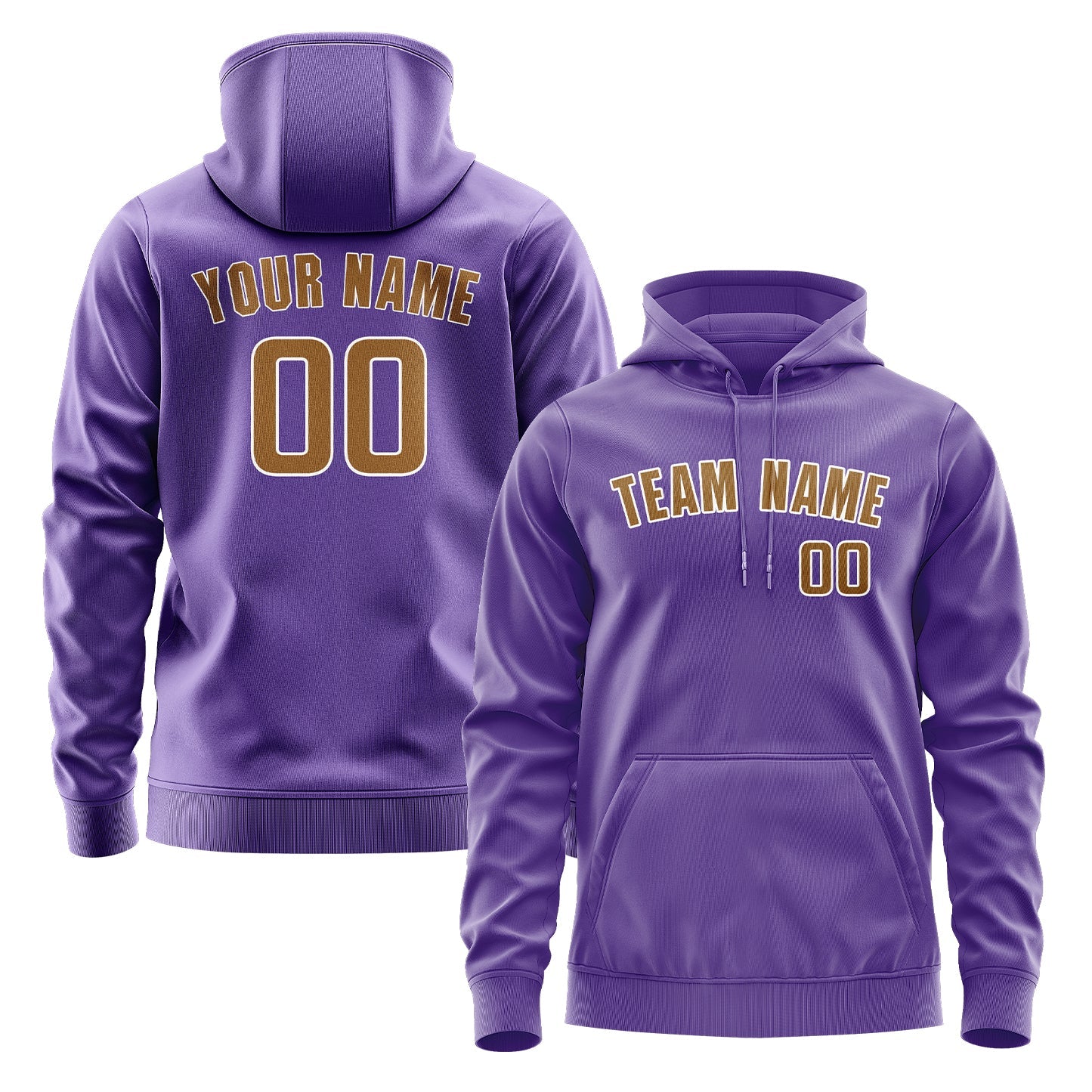 Sweat à capuche kaki violet clair personnalisé 