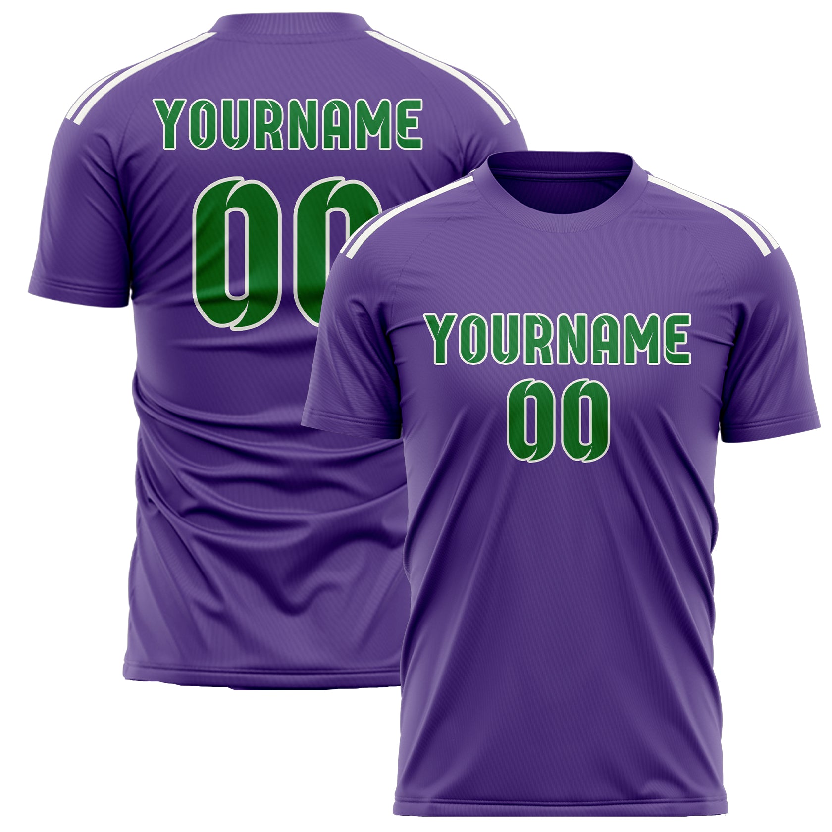 Maillot de football personnalisé violet clair et vert émeraude