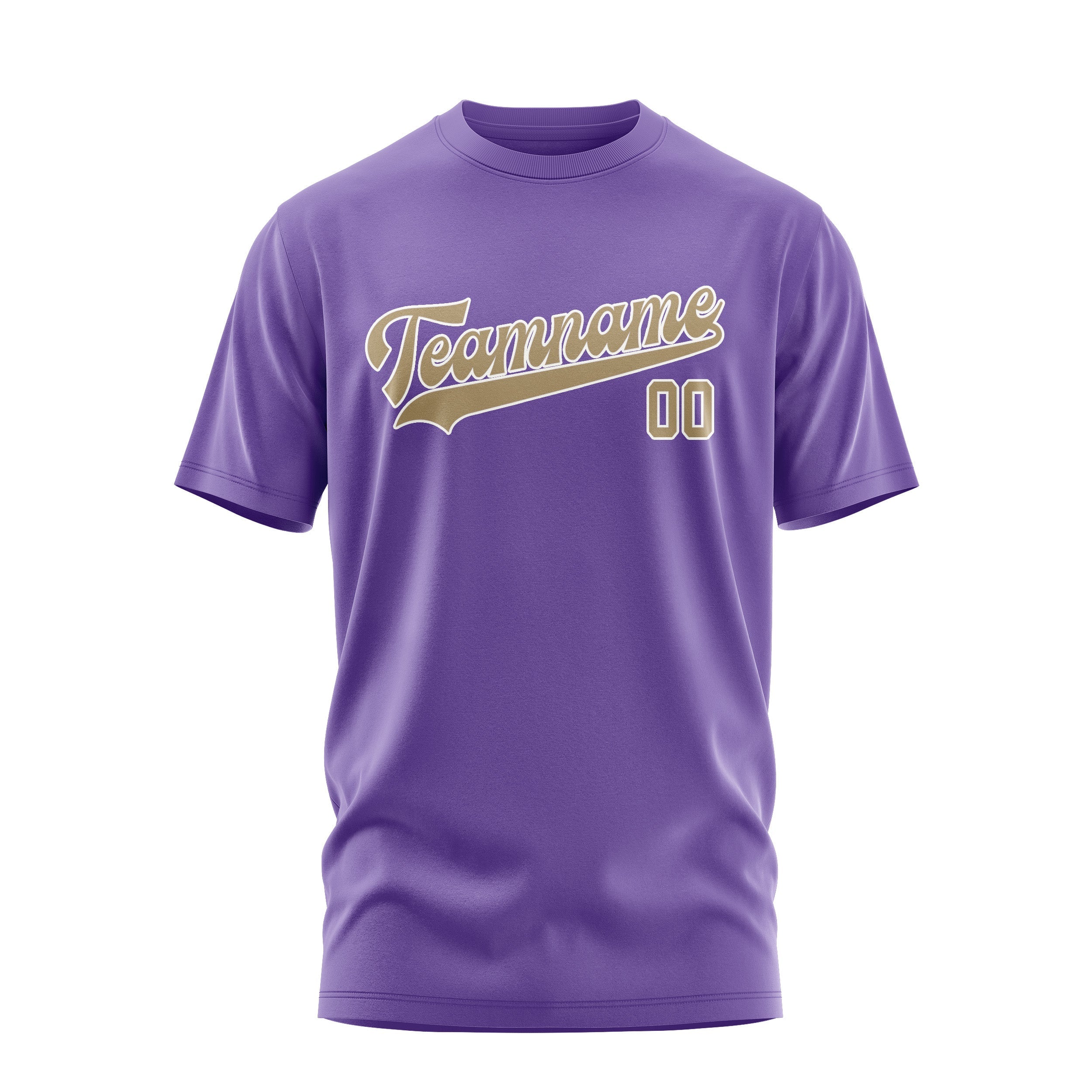 Custom Light Purple Light Khaki T-Shirt