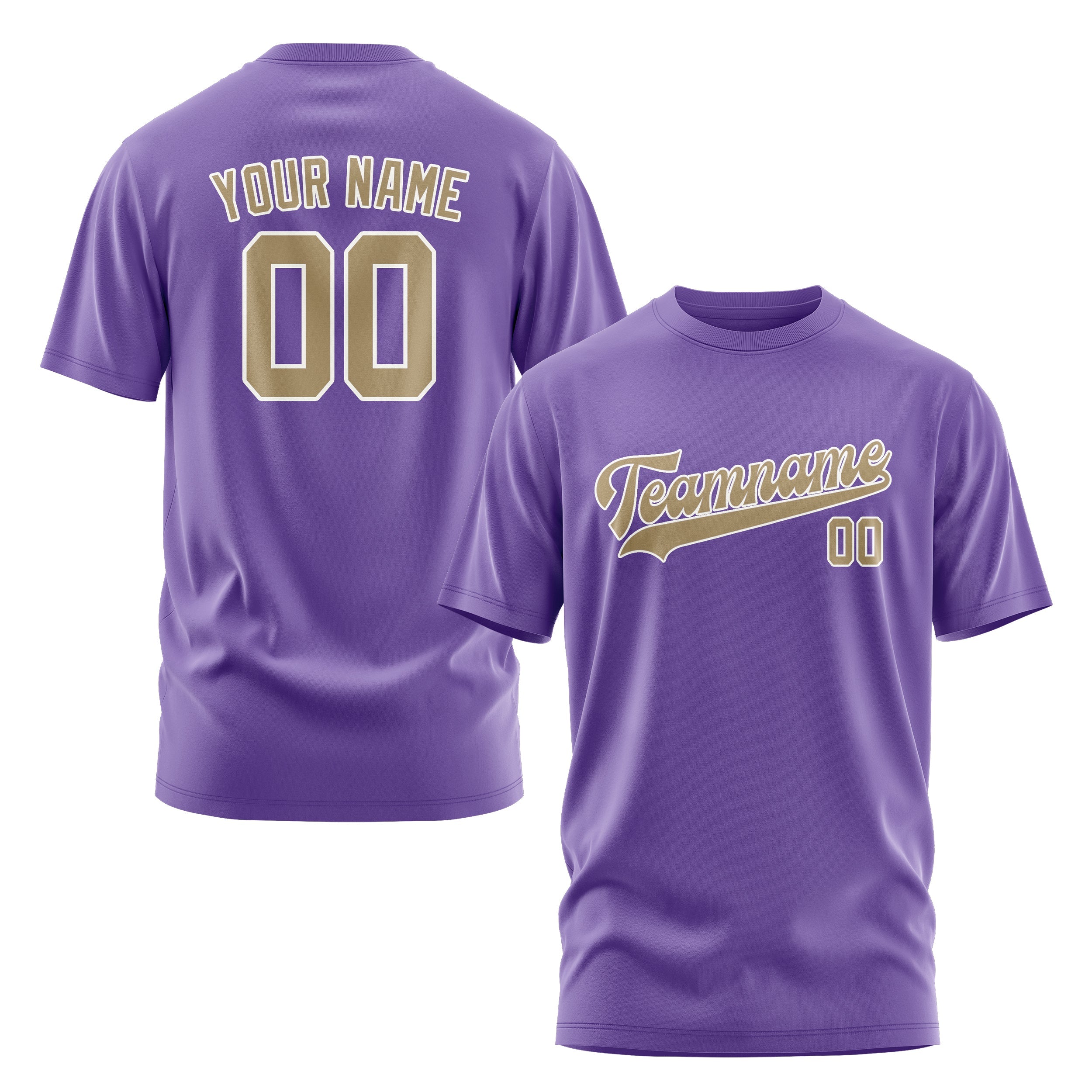 Custom Light Purple Light Khaki T-Shirt