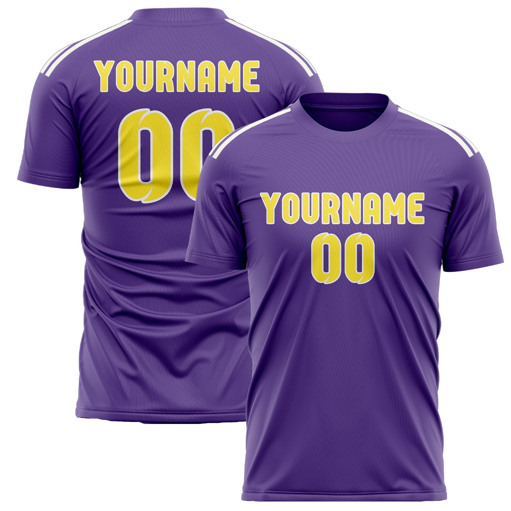 Maillot de football personnalisé violet clair et jaune clair
