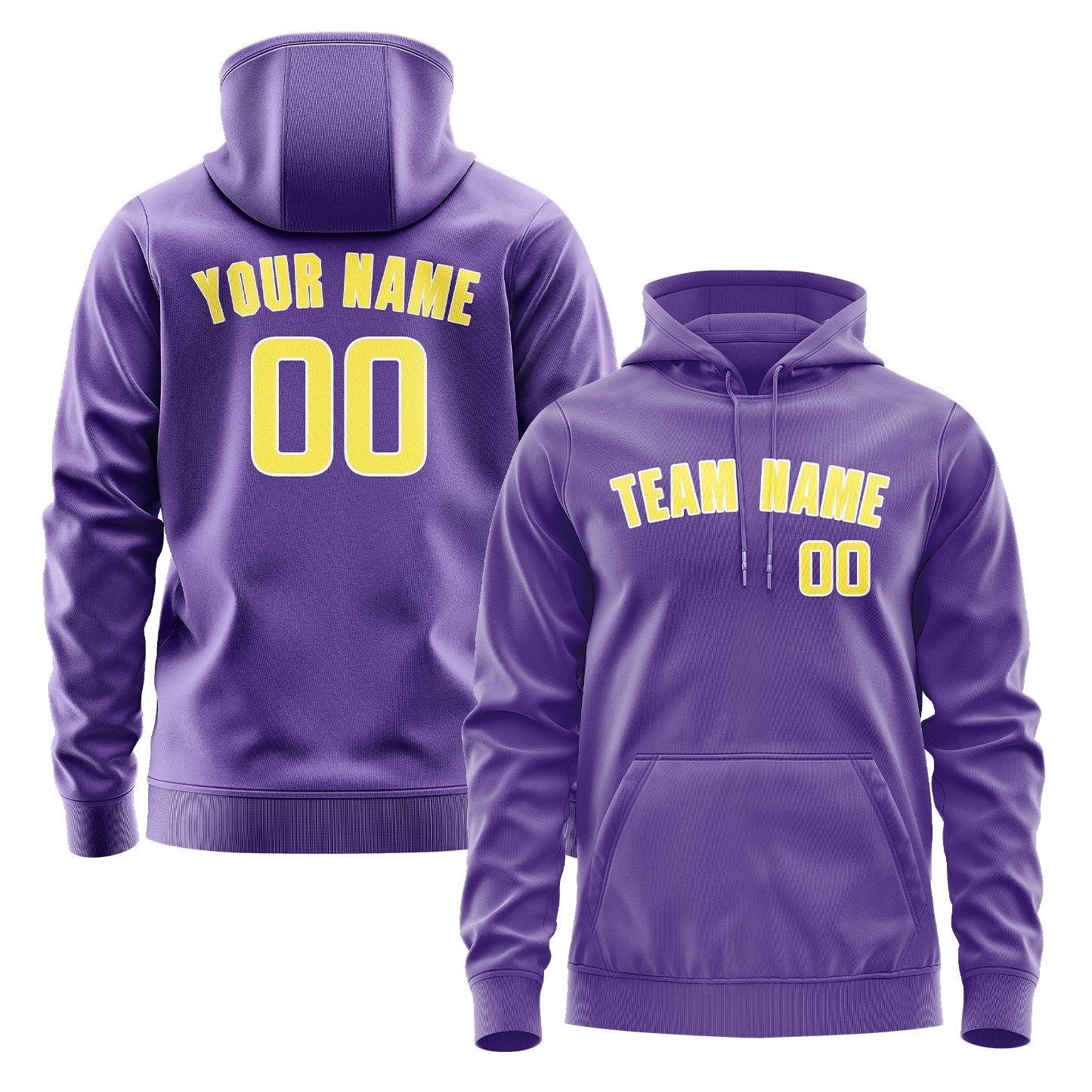 Sweat à capuche personnalisé violet clair et jaune clair 