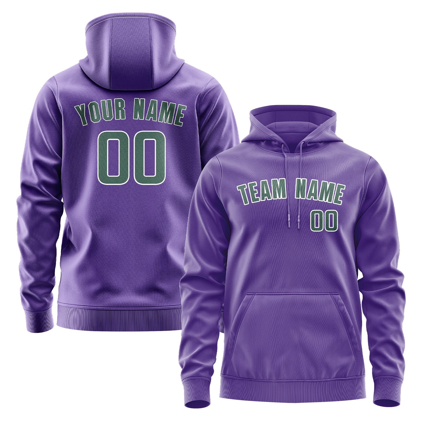 Sweat à capuche personnalisé violet clair, bleu et vert 