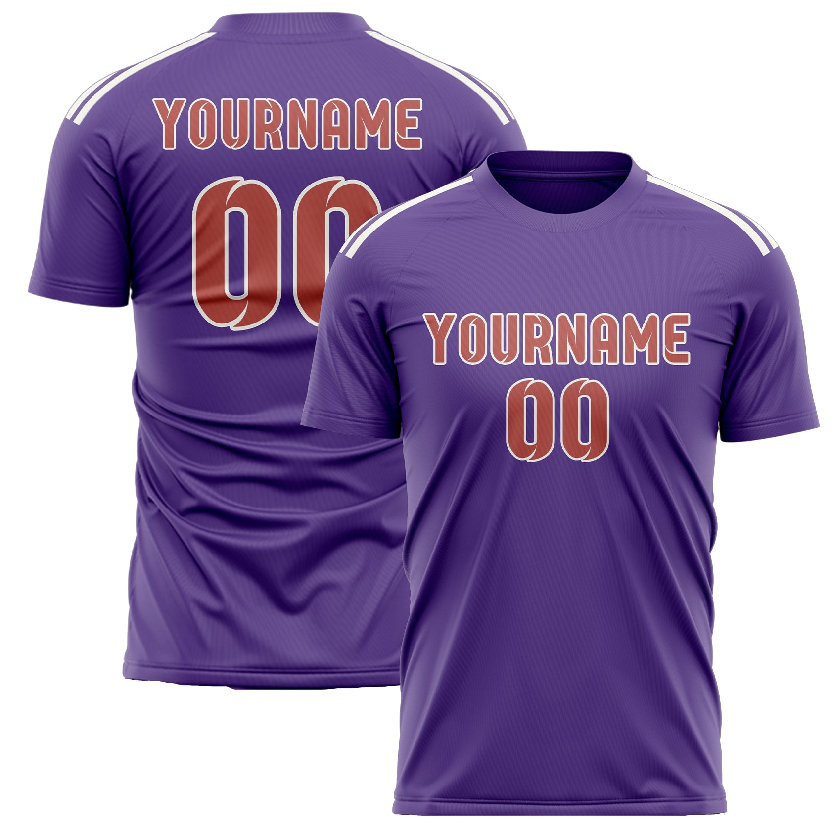 Maillot de football personnalisé violet clair et rose cuivrée