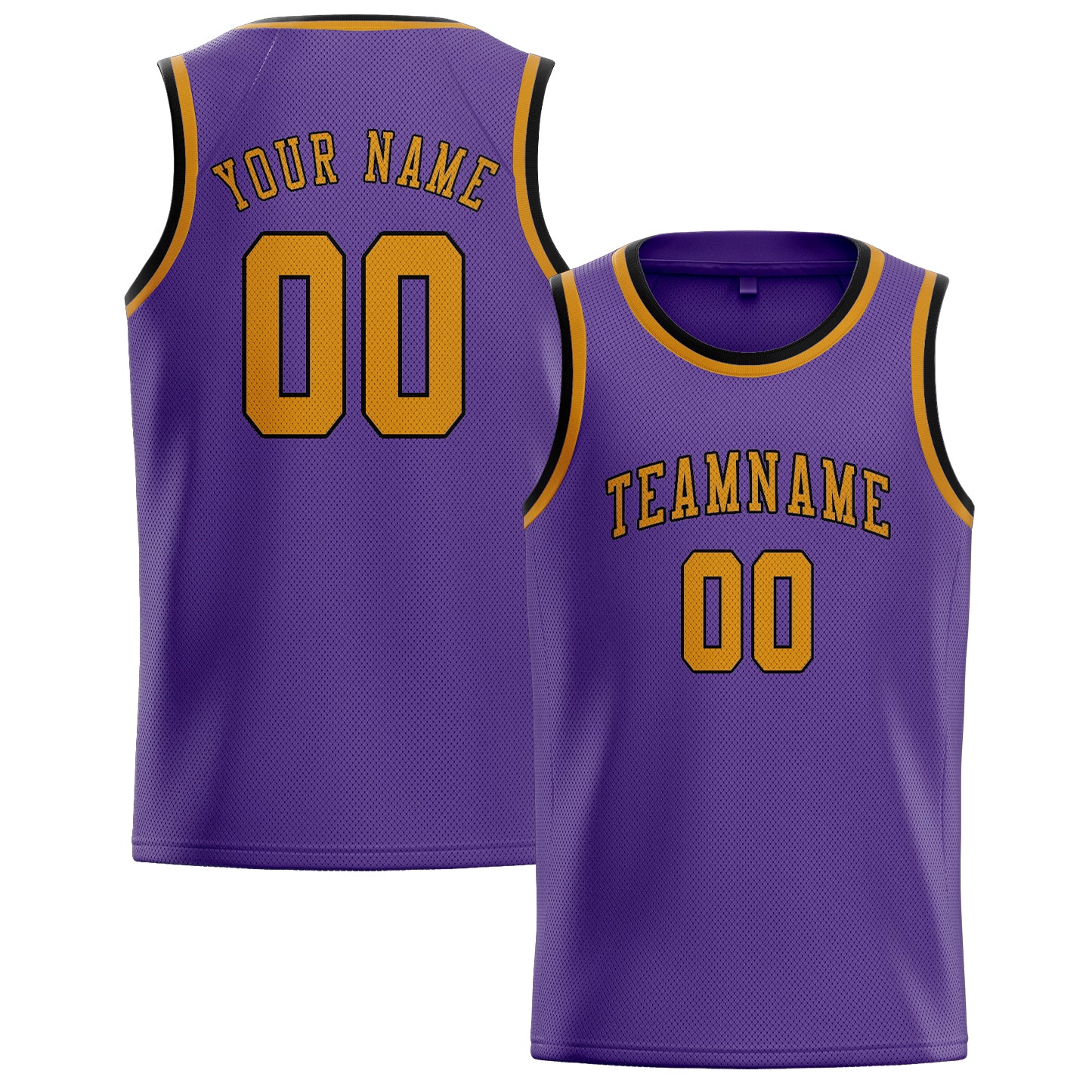 Maillot de basketball personnalisé violet clair et jaune