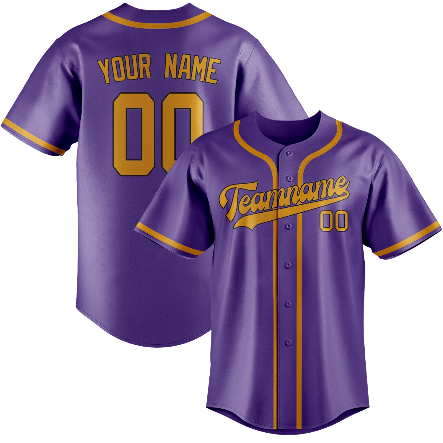 Maillot de baseball personnalisé violet clair et jaune