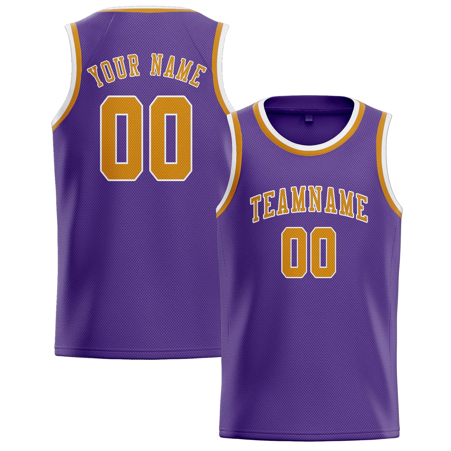 Maillot de basketball personnalisé violet clair et jaune