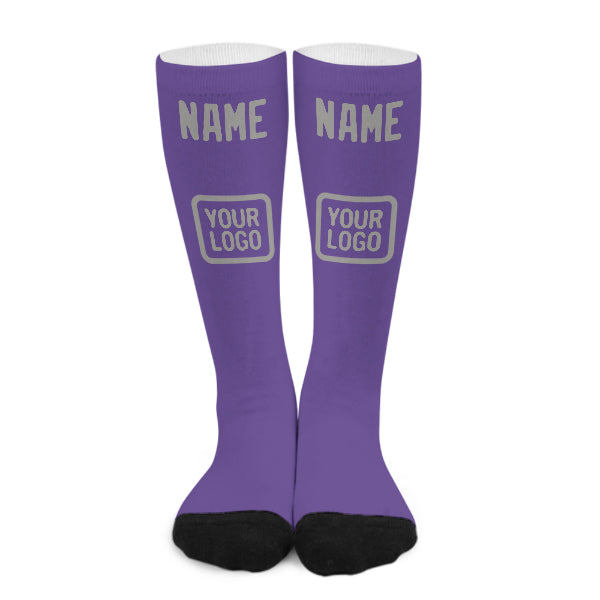 Chaussettes hautes personnalisées violet clair et gris