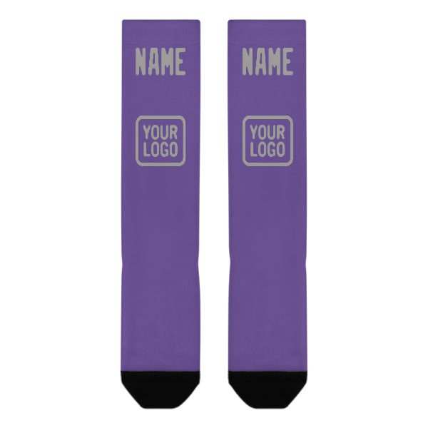 Chaussettes hautes personnalisées violet clair et gris