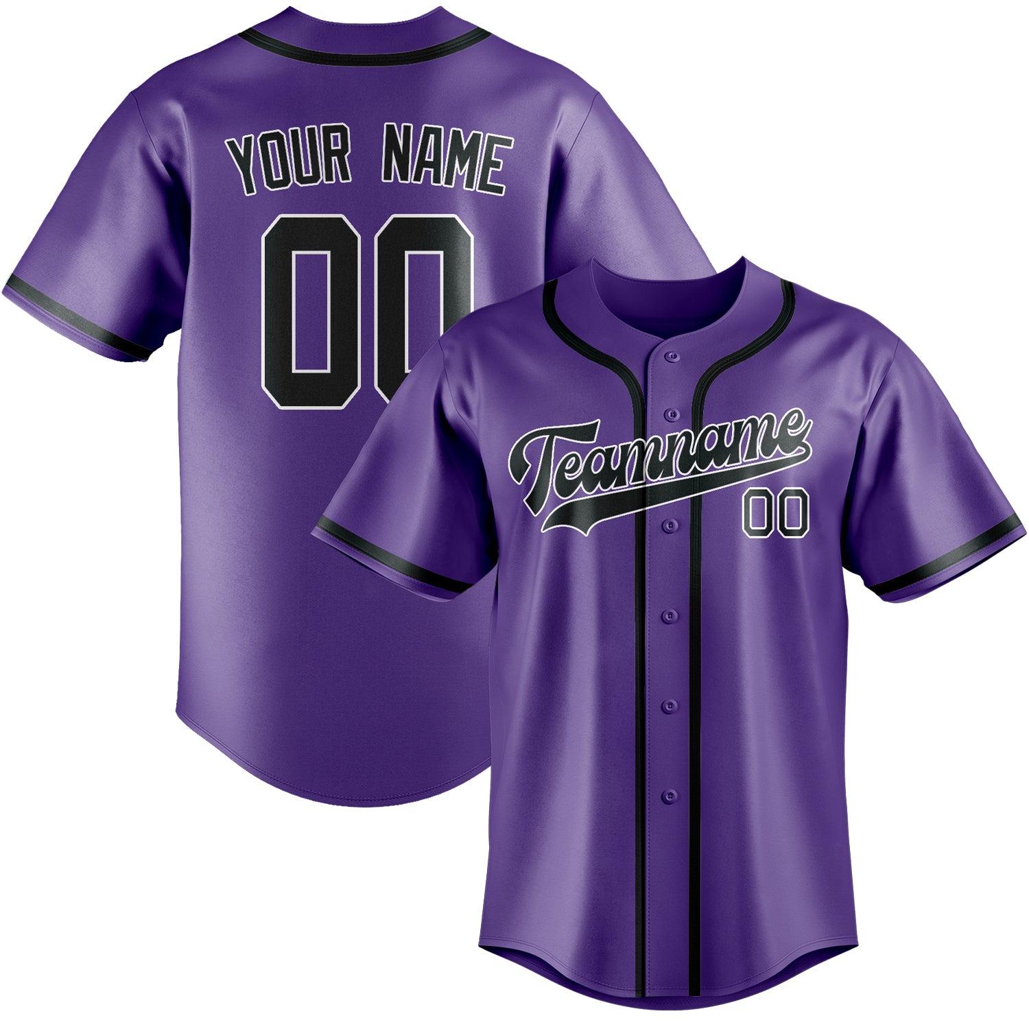 Maillot de baseball personnalisé violet clair et gris foncé