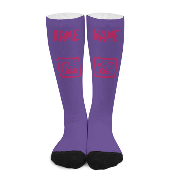 Chaussettes hautes personnalisées rose clair et lilas