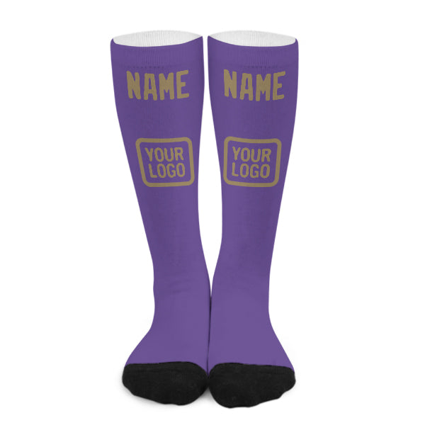 Chaussettes hautes personnalisées lilas clair et kaki clair