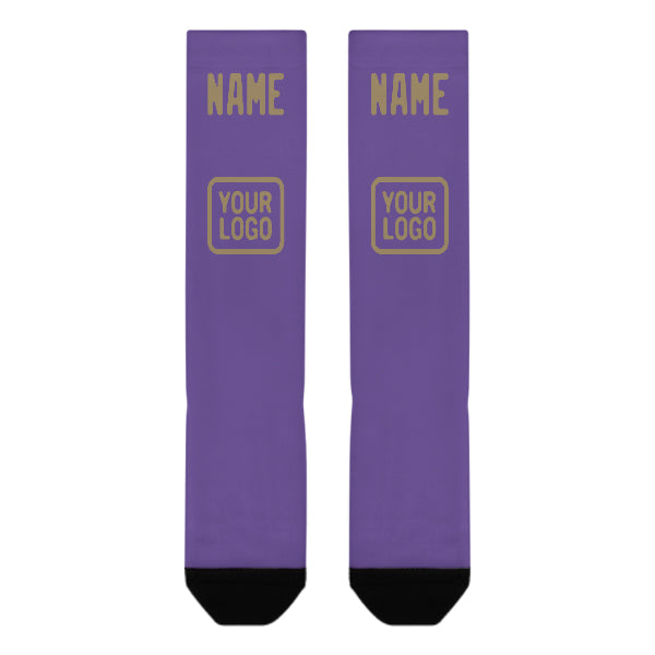 Chaussettes hautes personnalisées lilas clair et kaki clair