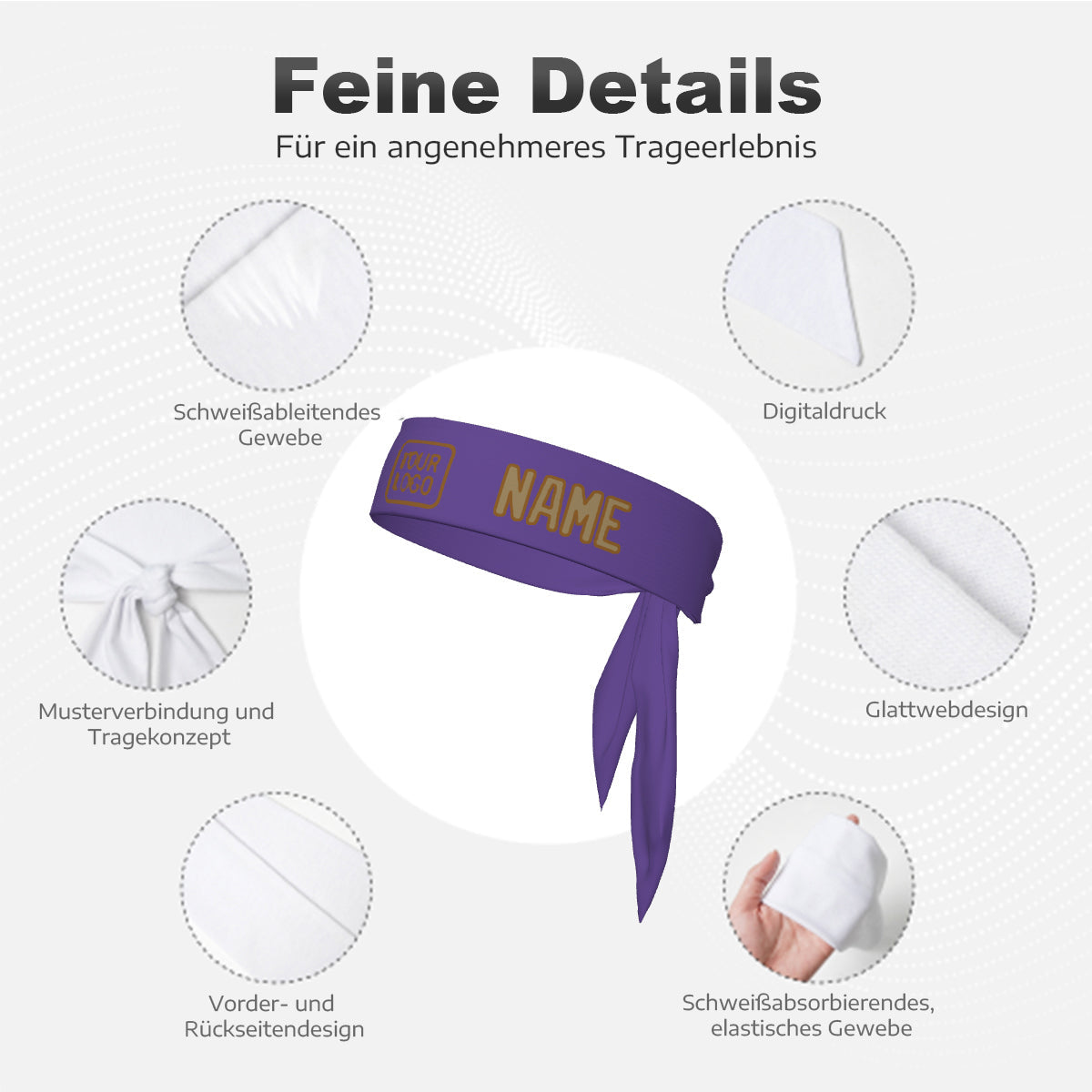 Bandeau personnalisé violet clair kaki clair