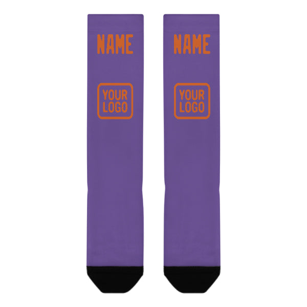 Chaussettes hautes personnalisées violet clair et orange