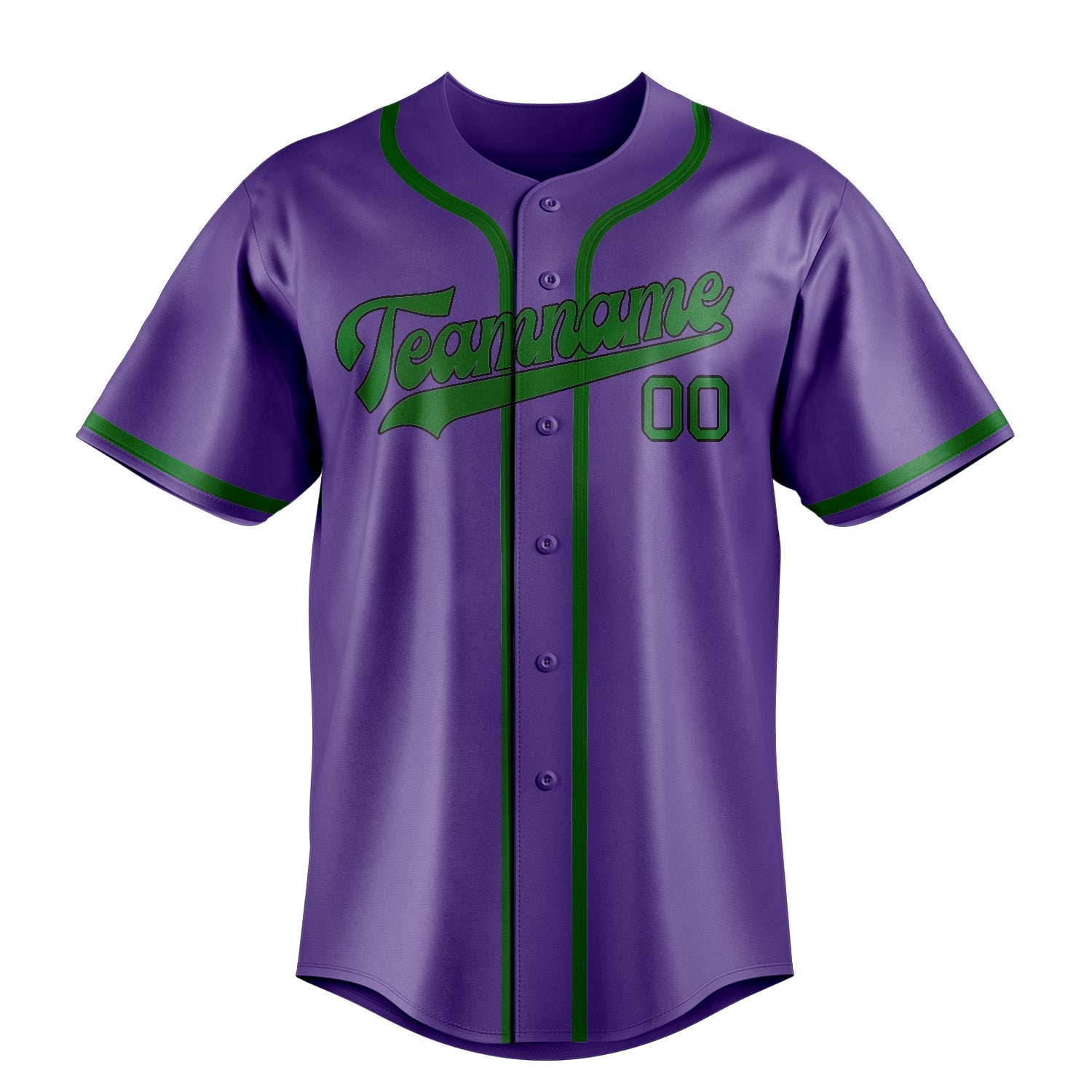 Maillot de baseball personnalisé violet clair et vert émeraude