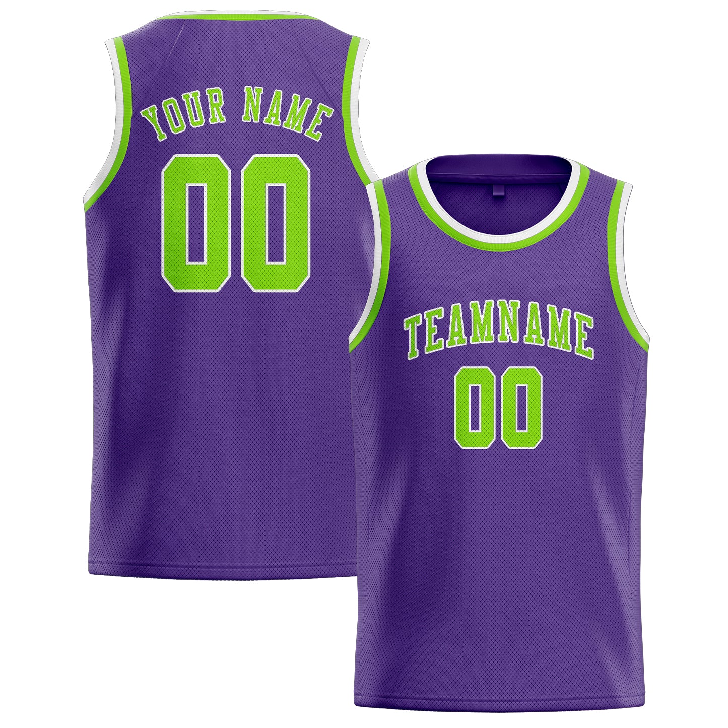 Maillot de basketball personnalisé violet clair et vert émeraude