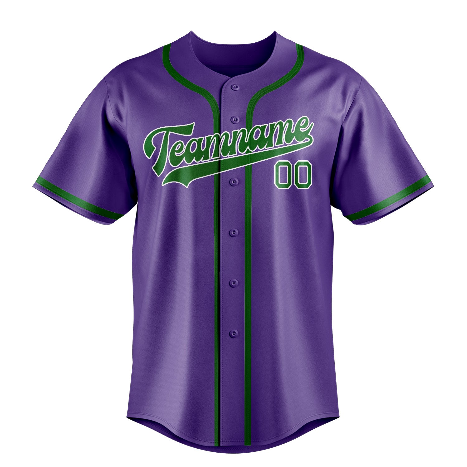Maillot de baseball personnalisé violet clair et vert émeraude