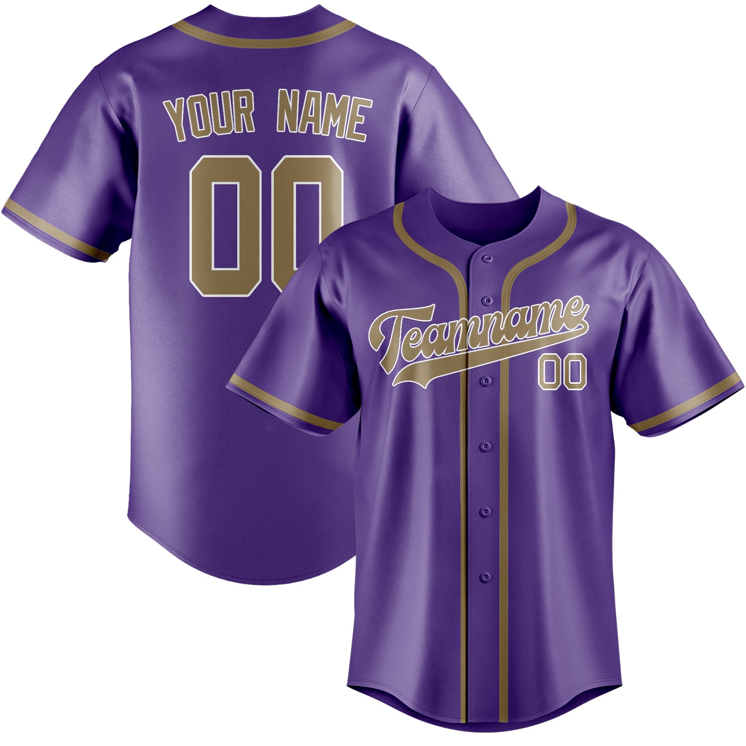 Maillot de baseball personnalisé violet clair kaki clair