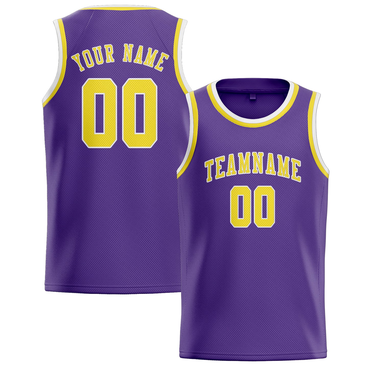 Maillot de basketball personnalisé violet clair et jaune clair