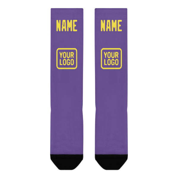 Chaussettes hautes personnalisées violet clair et jaune clair