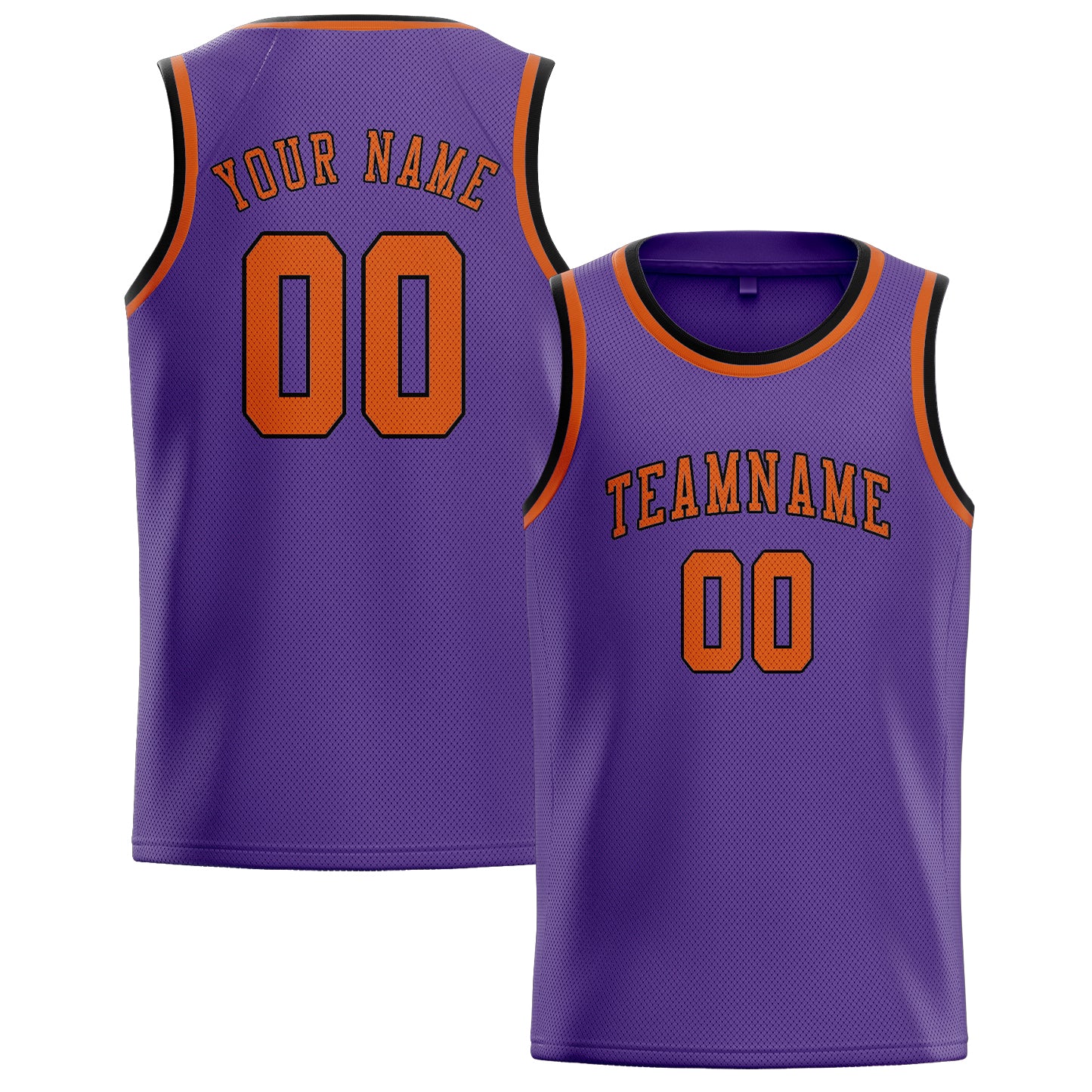 Maillot de basketball personnalisé violet clair et orange