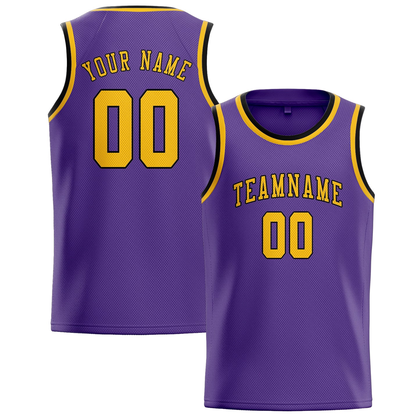 Maillot de basketball personnalisé violet clair et or