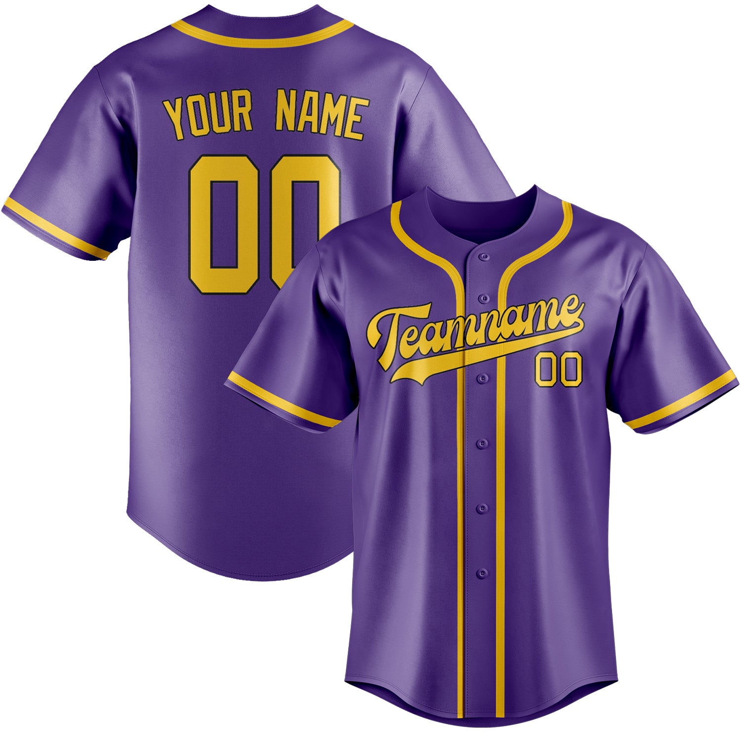 Maillot de baseball personnalisé violet clair et or