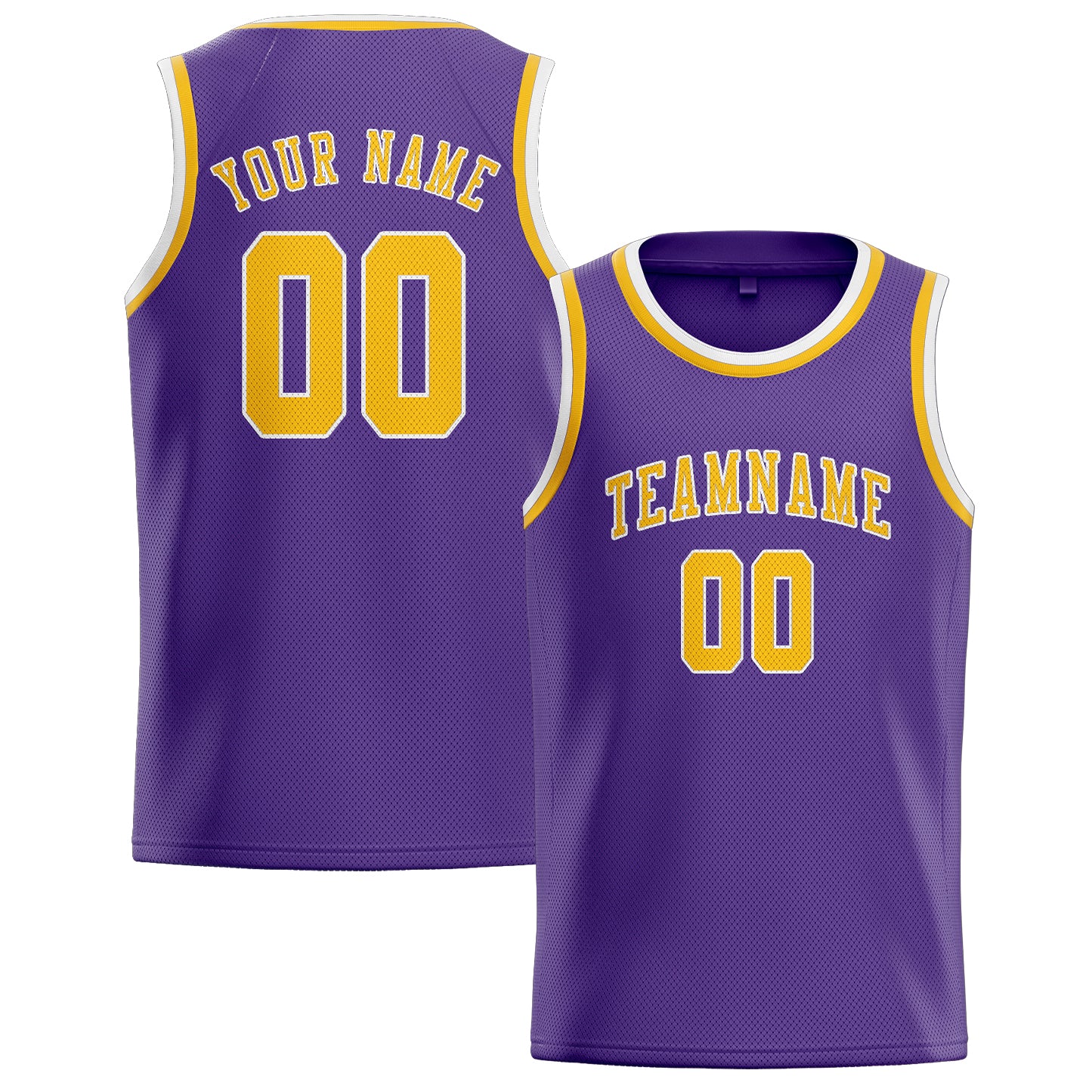Maillot de basketball personnalisé violet clair et or