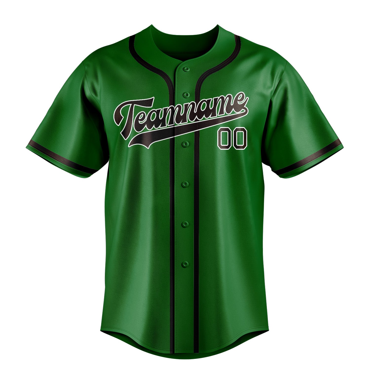 Maillot de baseball personnalisé vert émeraude et marron