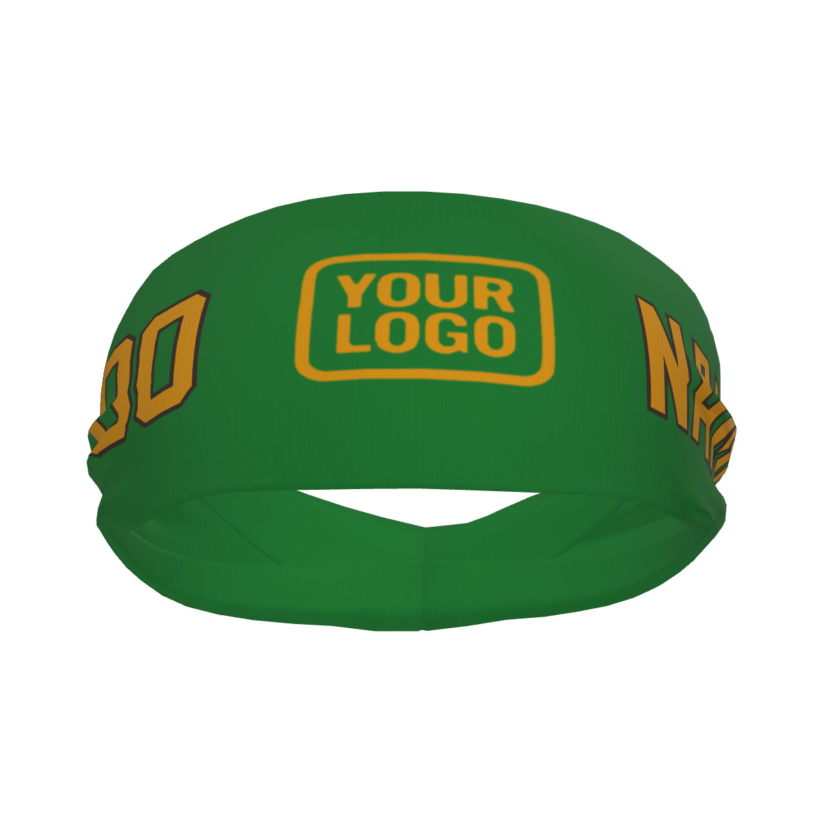 Bandeau de sport personnalisé vert émeraude et jaune