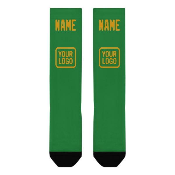 Chaussettes hautes personnalisées vert émeraude et jaune