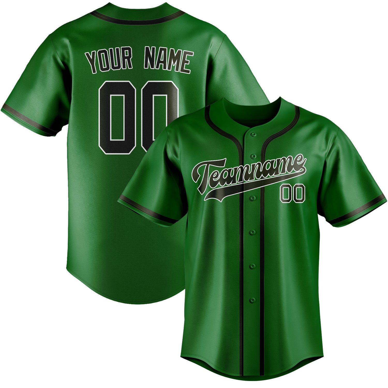 Maillot de baseball personnalisé vert émeraude olive