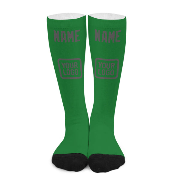 Chaussettes hautes personnalisées vert émeraude et gris foncé