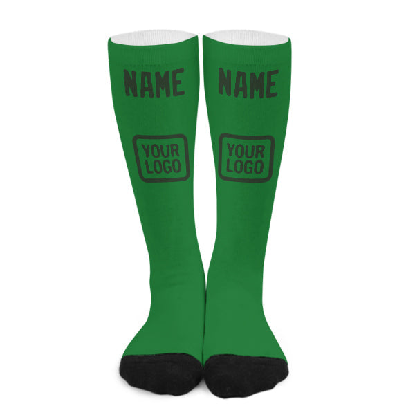 Chaussettes hautes personnalisées vert émeraude et vert foncé