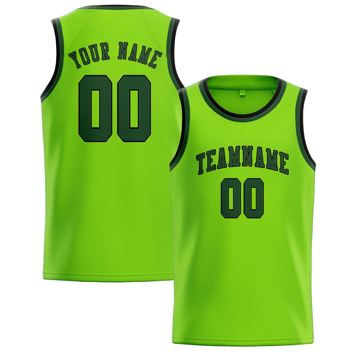 Maillot de basketball personnalisé vert émeraude et vert foncé