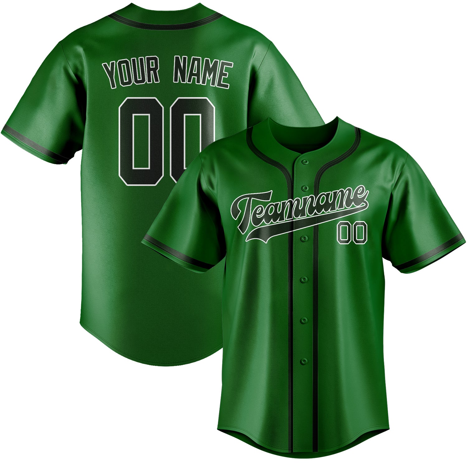 Maillot de baseball personnalisé vert émeraude et vert foncé