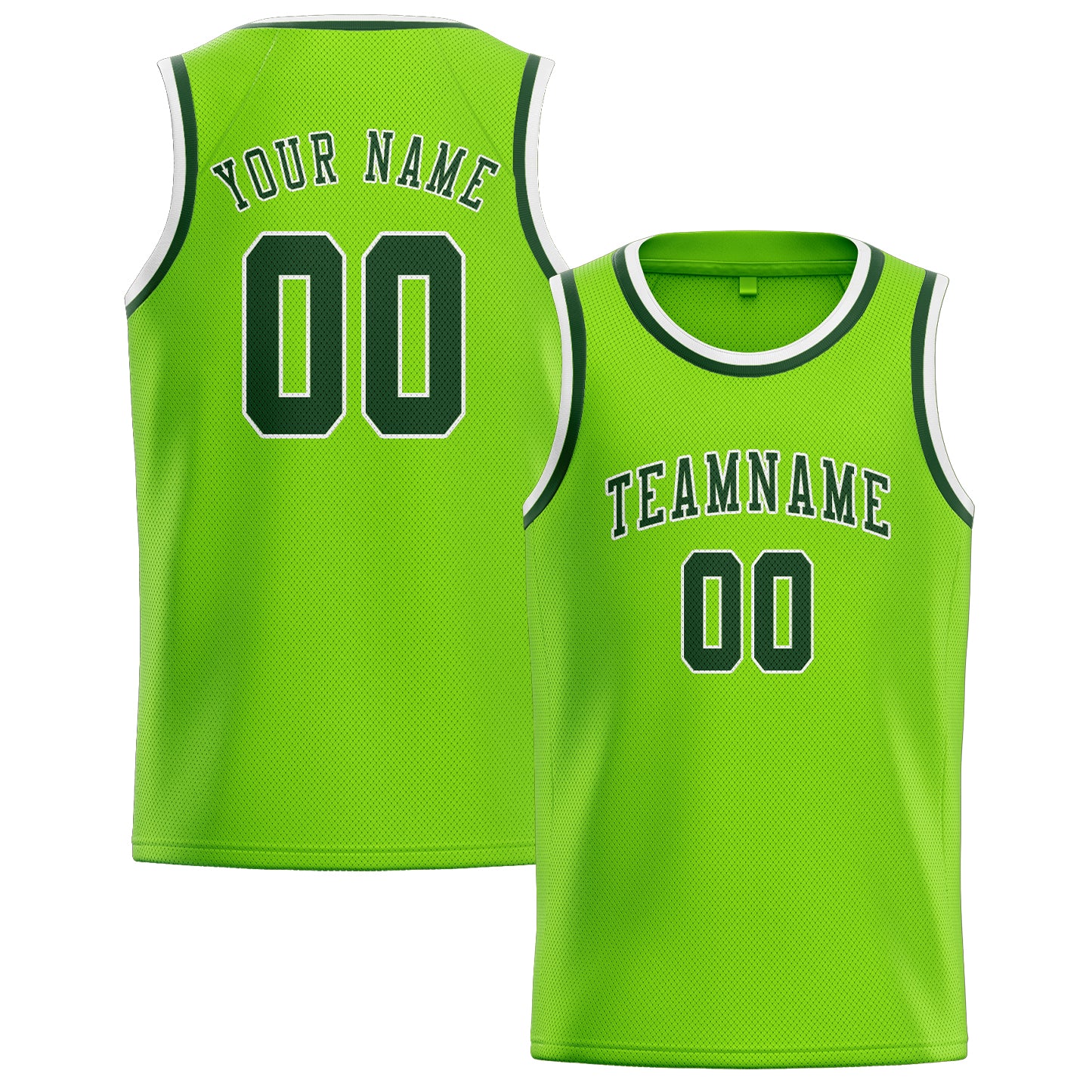 Maillot de basketball personnalisé vert émeraude et vert foncé